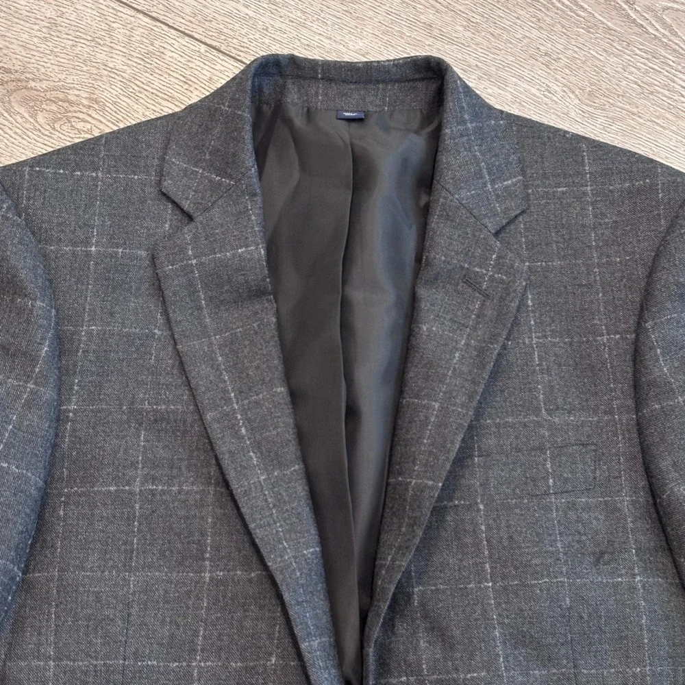J.Crew Thompson Blazer Mens 36R Grey Windowpane Wool Blend Sport Coat AB947